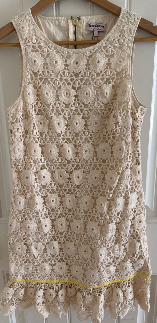 Juicy Couture Daisy Guipure Dress Size 2 Beige Floral
